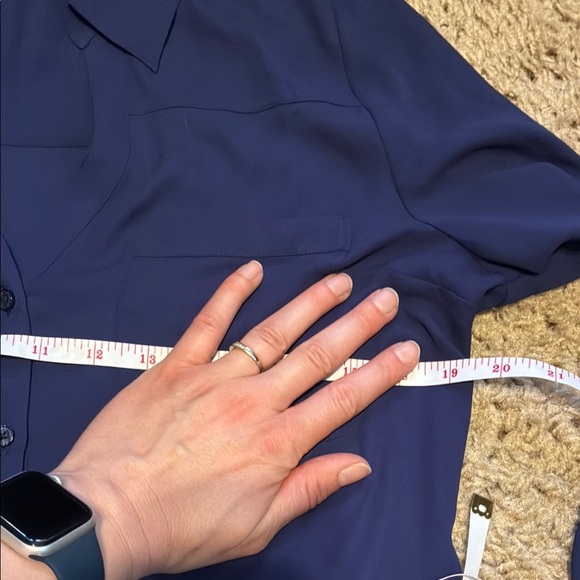 Express Blue Long Sleeve Button Down Blouse - Picture 11 of 13